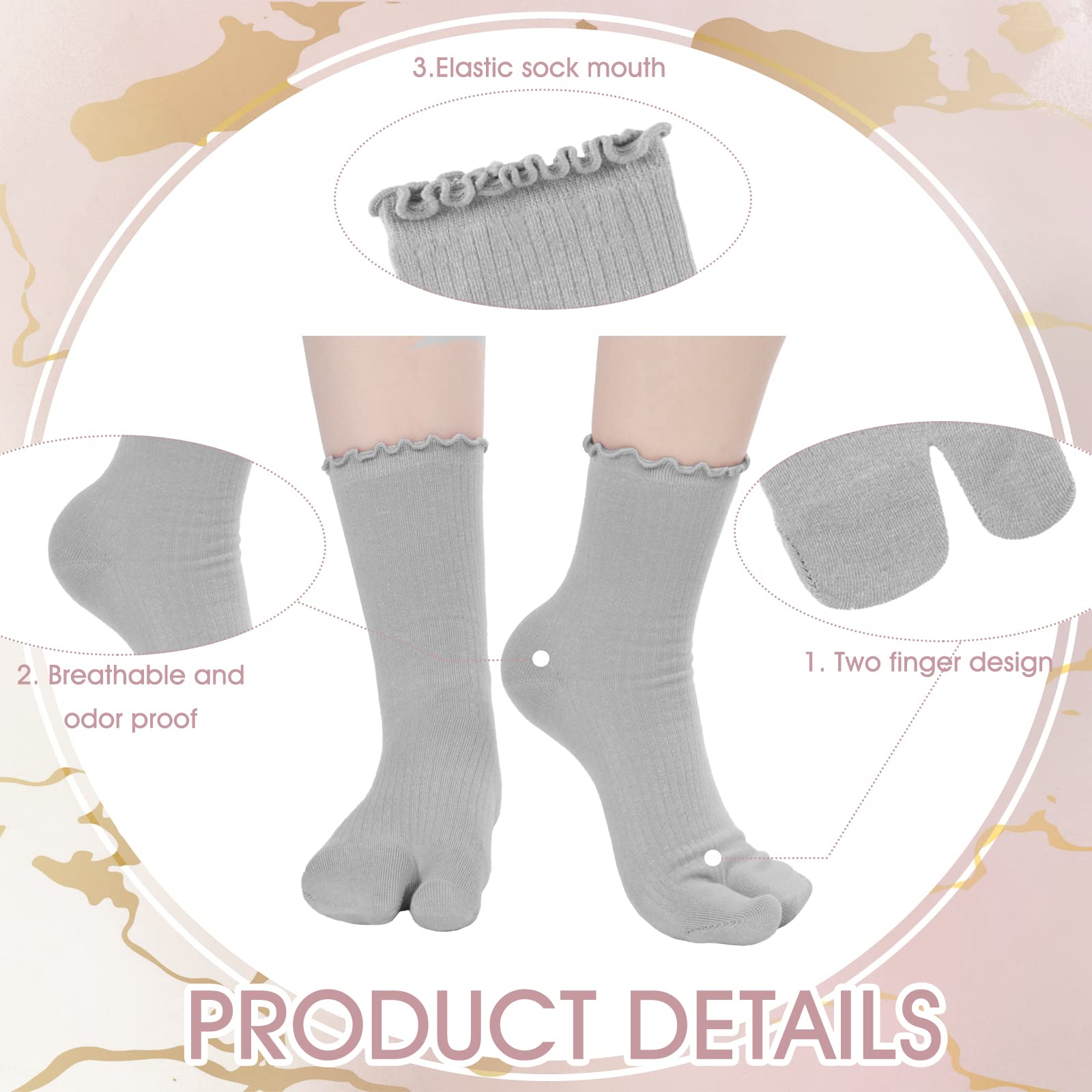 Bencailor 6 Pairs Tabi Split Toe Socks - Breathable Cotton Frilly Sandal Socks for Men & Women - Perfect for Yoga, Japanese Shoes, and Home Relaxation