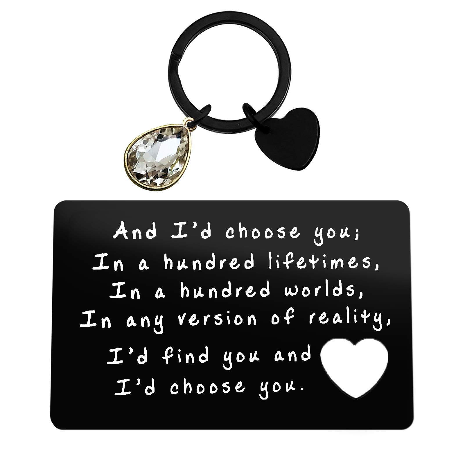 Personalized Engraved Wallet Card & Keychain Set - Anniversary, Birthday, Wedding Gift for Couples - Perfect for Husband, Wife, Valentine's Day - Romantic Keepsake for Everyday Use