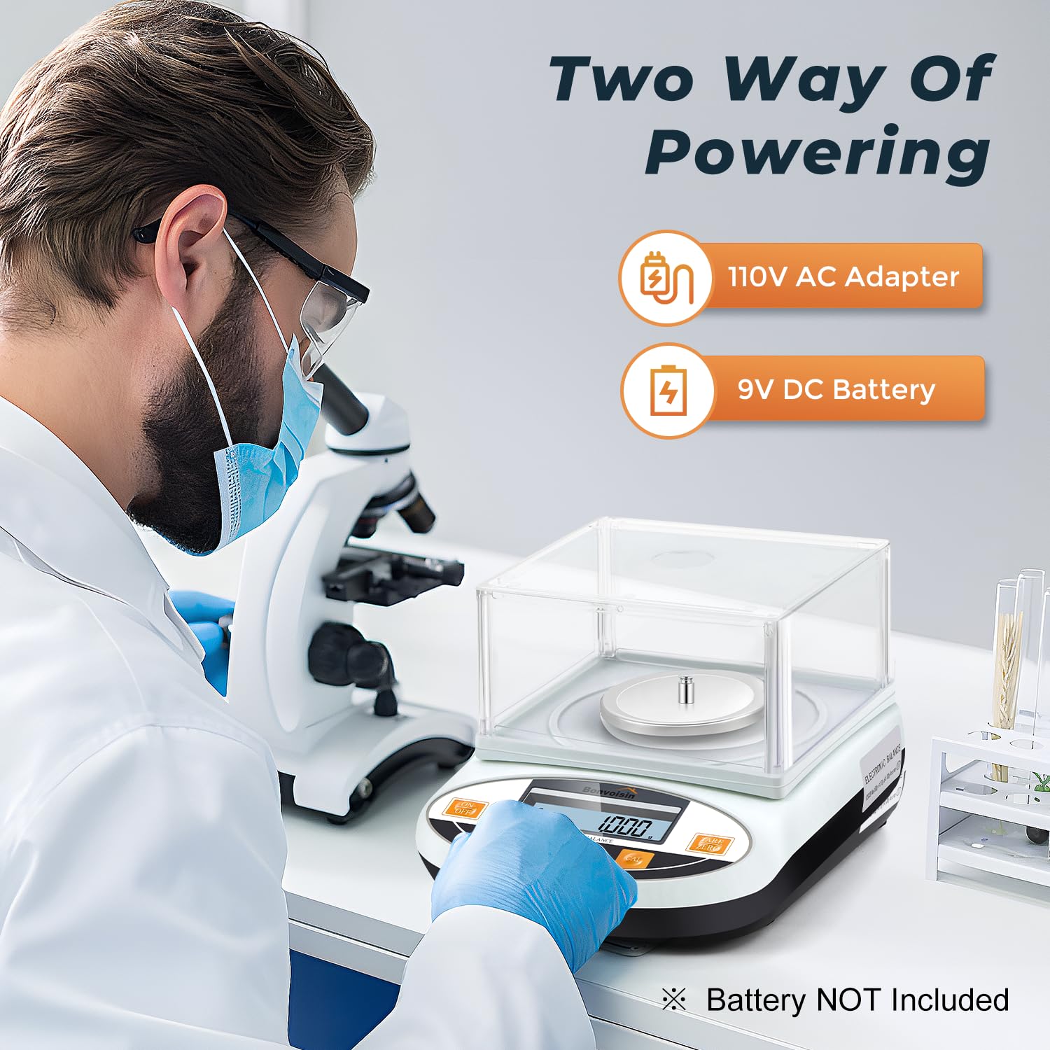 Bonvoisin 200g x 0.001g High Precision Analytical Balance - Digital Lab Scale with Windshield for Jewelry, Gold, Powder & Scientific Measurements | Accurate 1mg Laboratory Weighing Scale for Pharmacies, Schools & Research Labs