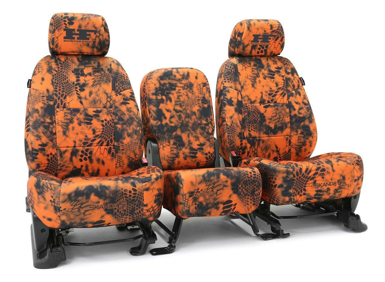 Hunting Fool Logo Neosupreme Solid Kryptek Custom Seat Cover - Durable Truck & SUV Seat Protector for Outdoor Adventures, Hunting Trips & Off-Roading