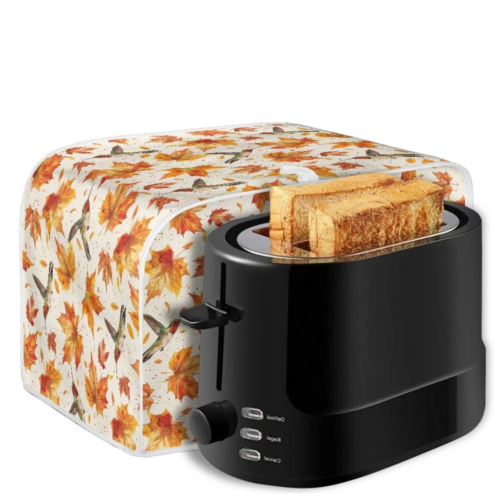 Biyejit 2-Slice Toaster Cover - Dust Proof & Fingerprint Resistant Kitchen Accessory for Bread Maker & Oven Protector - Thanksgiving Maple Hummingbirds Decor - Perfect for Small Kitchens, Breakfast Nooks & Holiday Home Decor