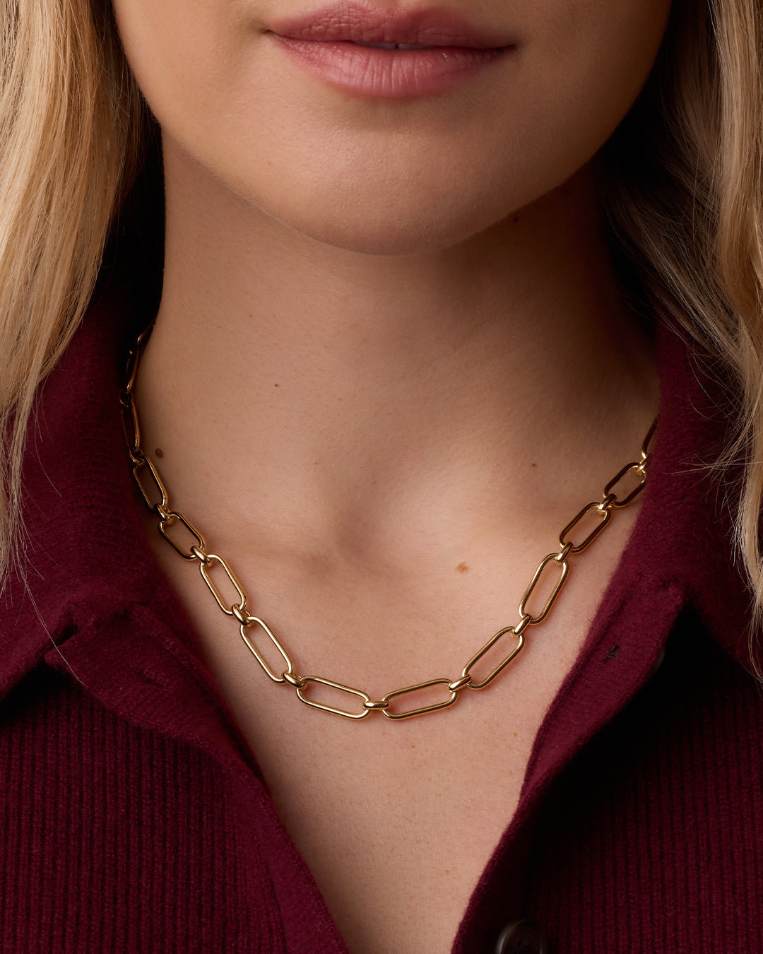 Zoey Statement Link Necklace - Elegant Gold Layered Chain Jewelry for Women | Perfect for Parties, Weddings & Date Nights
