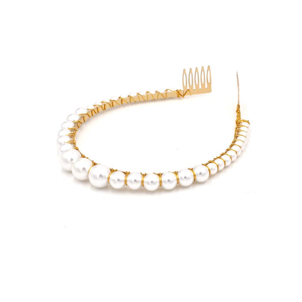 Lurrose Pearl Hair Hoop Headband for Women - Elegant Bride Wedding Hair Accessory for Bridal Party, Prom, and Special Occasions