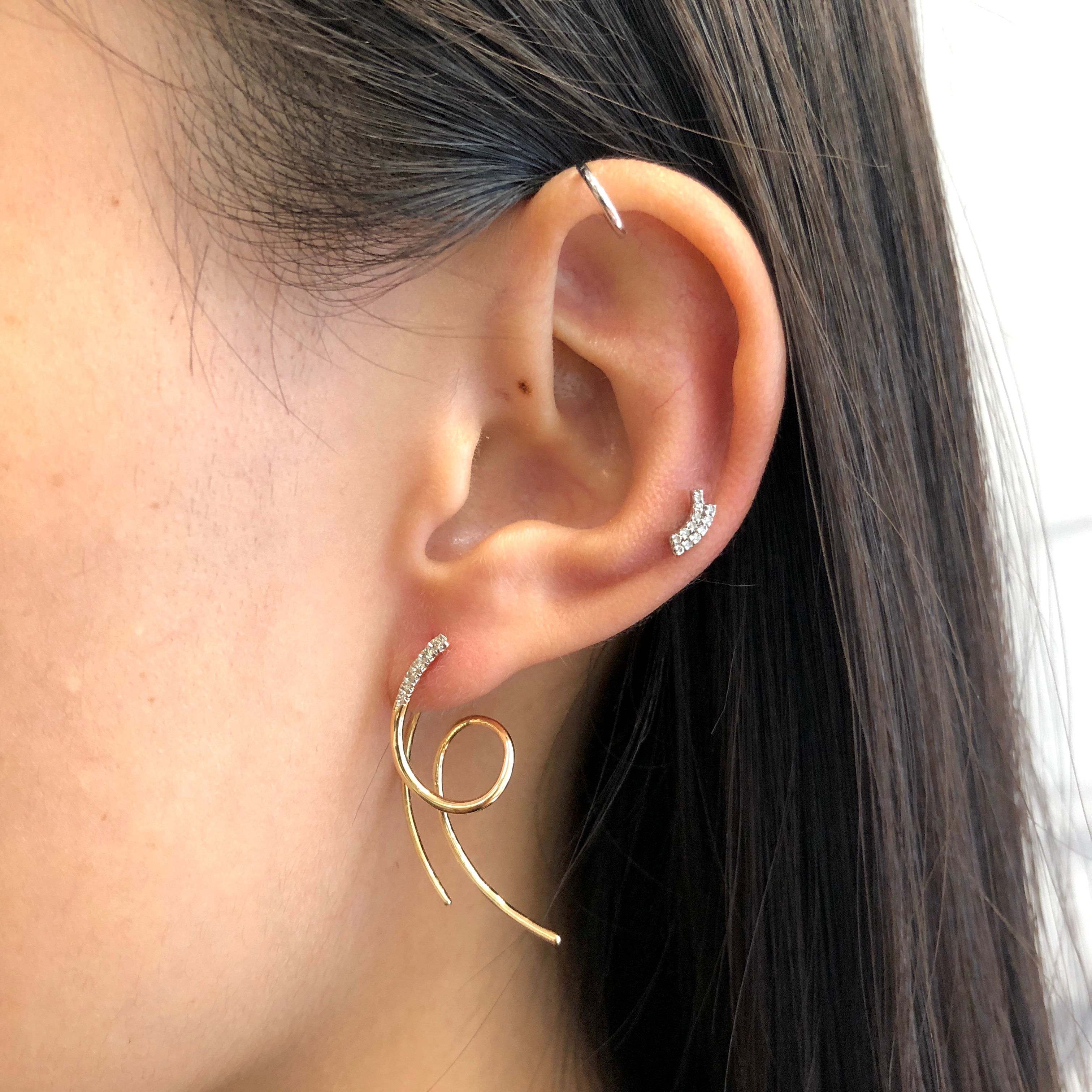 14K Gold MBF Galaxy Spin Earrings – Hypoallergenic Dangle Hoop Earrings for Women, Perfect for Parties, Weddings & Everyday Wear