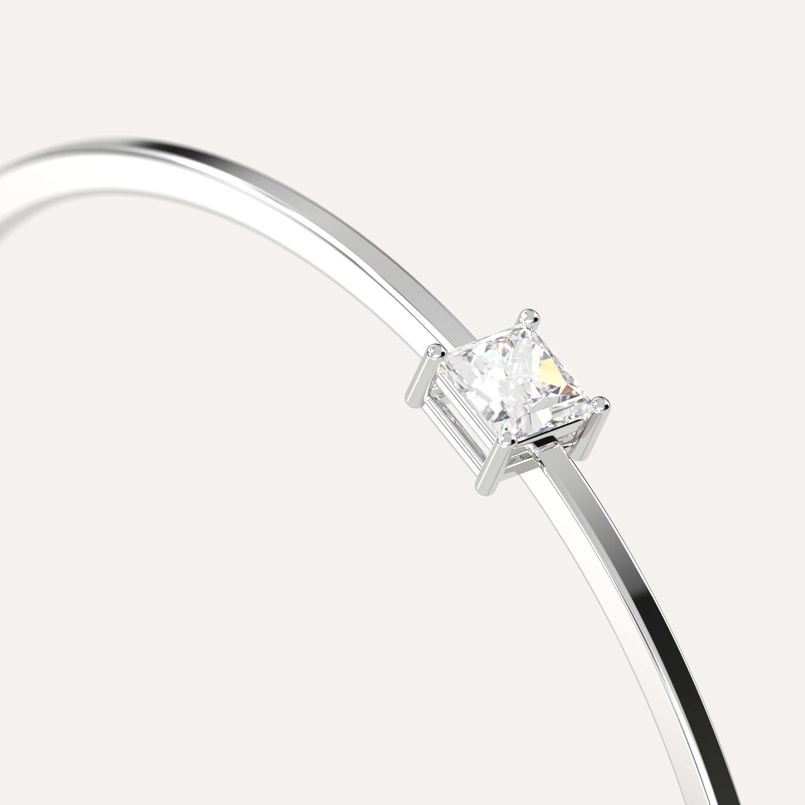 1 Carat Princess Cut Diamond Solitaire Bangle Bracelet for Women - Elegant Jewelry Gift for Anniversary, Wedding & Special Occasions