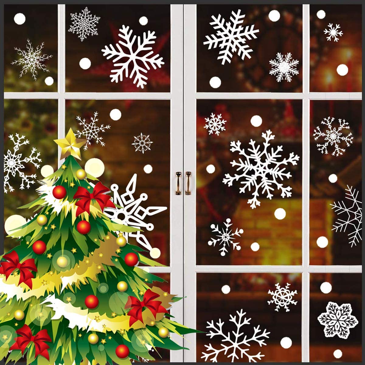 318 Pcs Snowflake Window Clings - White Christmas Decorative Stickers (10 Sheets) for Holiday Home Decor, Winter Party, and Festive Window Designs