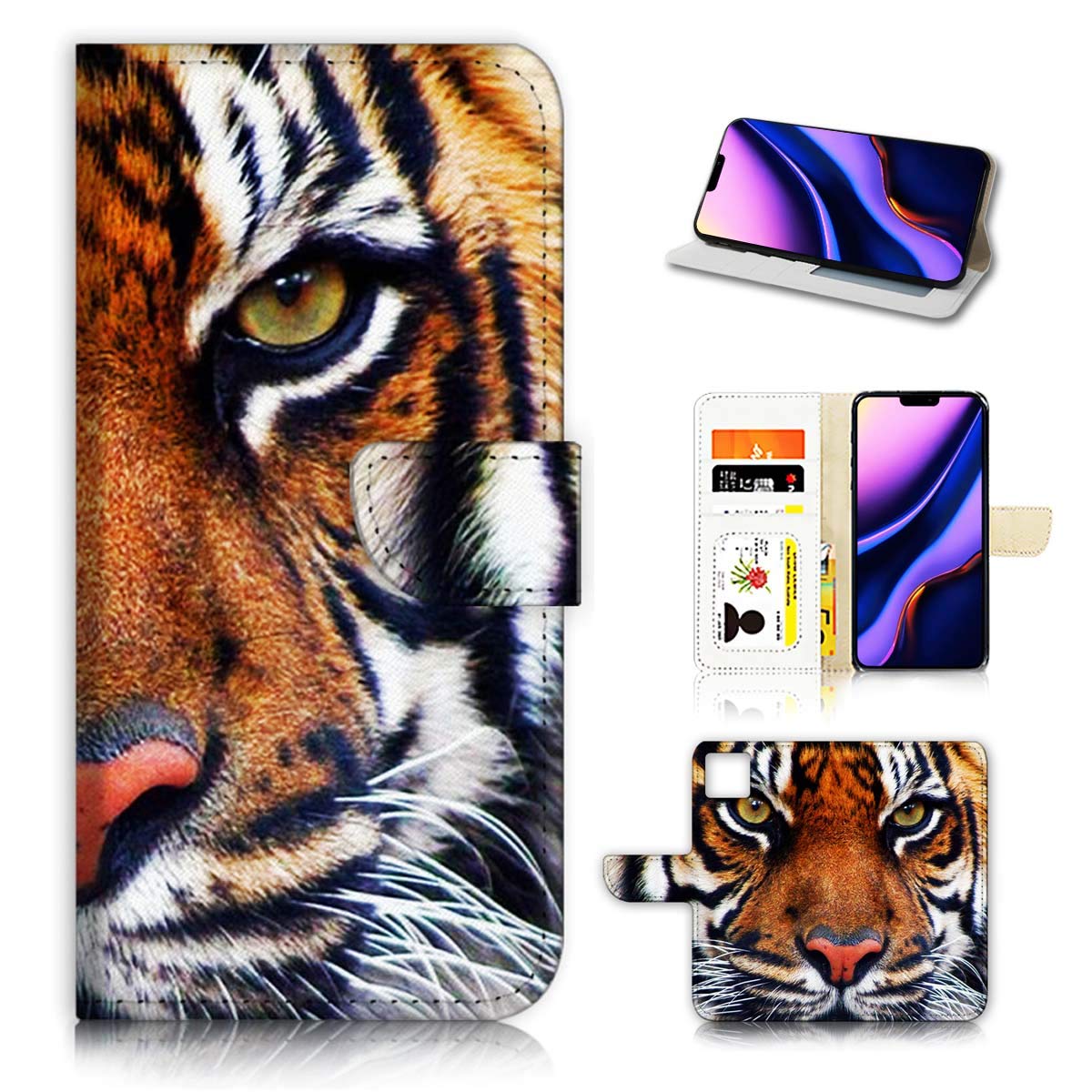 Premium Flip Wallet Phone Case for iPhone 11 - PU Leather Cover with Card Slots (Model A20015 Tiger) | Perfect for Everyday Use, Travel & Business Meetings