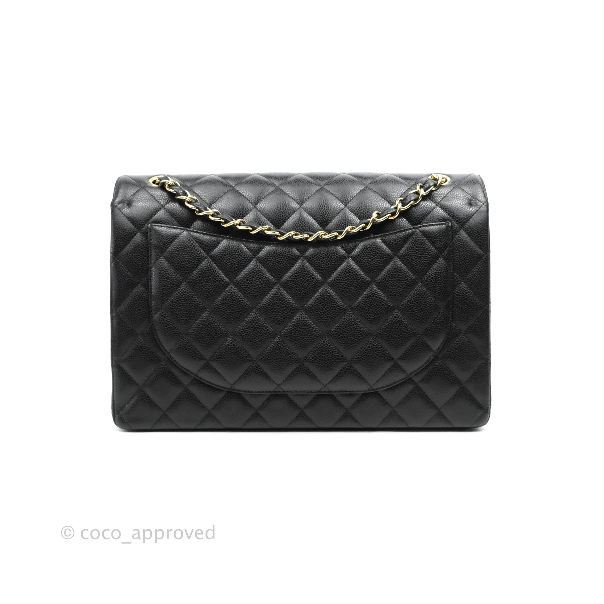 Chanel Classic Double Flap Maxi Bag in Black Caviar Leather with Gold Hardware - Luxury Handbag for Women, Perfect for Work, Evening Events & Special Occasions
