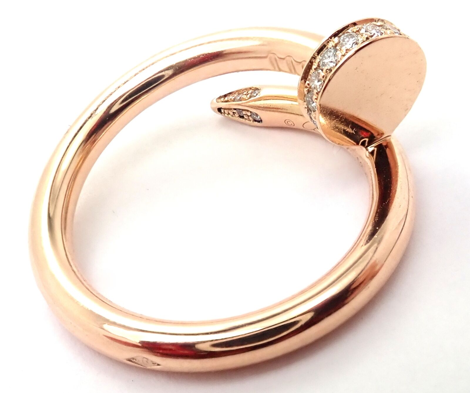 Authentic Cartier Juste Un Clou 18k Rose Gold Diamond Ring Size 53 - Luxury Nail Band Jewelry for Women, Perfect for Weddings, Parties & Special Occasions