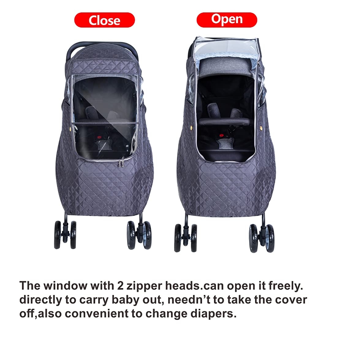 Universal Baby Stroller Rain Cover - Waterproof Winter Weather Shield for Travel Strollers & Pushchairs | Protects from Snow, Wind, Sun & Dust | Dark Gray | Ideal for Cold Weather, Rainy Days & Outdoor Adventures