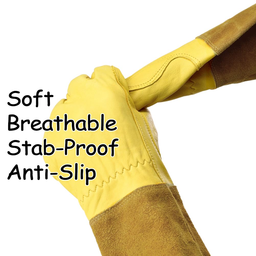 Durable Cowhide Leather Welding Gloves - Thorn Protection for Gardening & Pruning