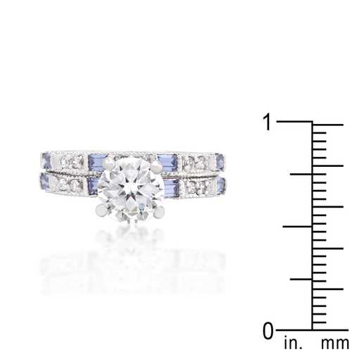 Exquisite Clear & Tanzanite Cubic Zirconia Ring Set for Women - Elegant Wedding, Engagement, Anniversary Jewelry Gift - Perfect for Bridal, Party & Special Occasions