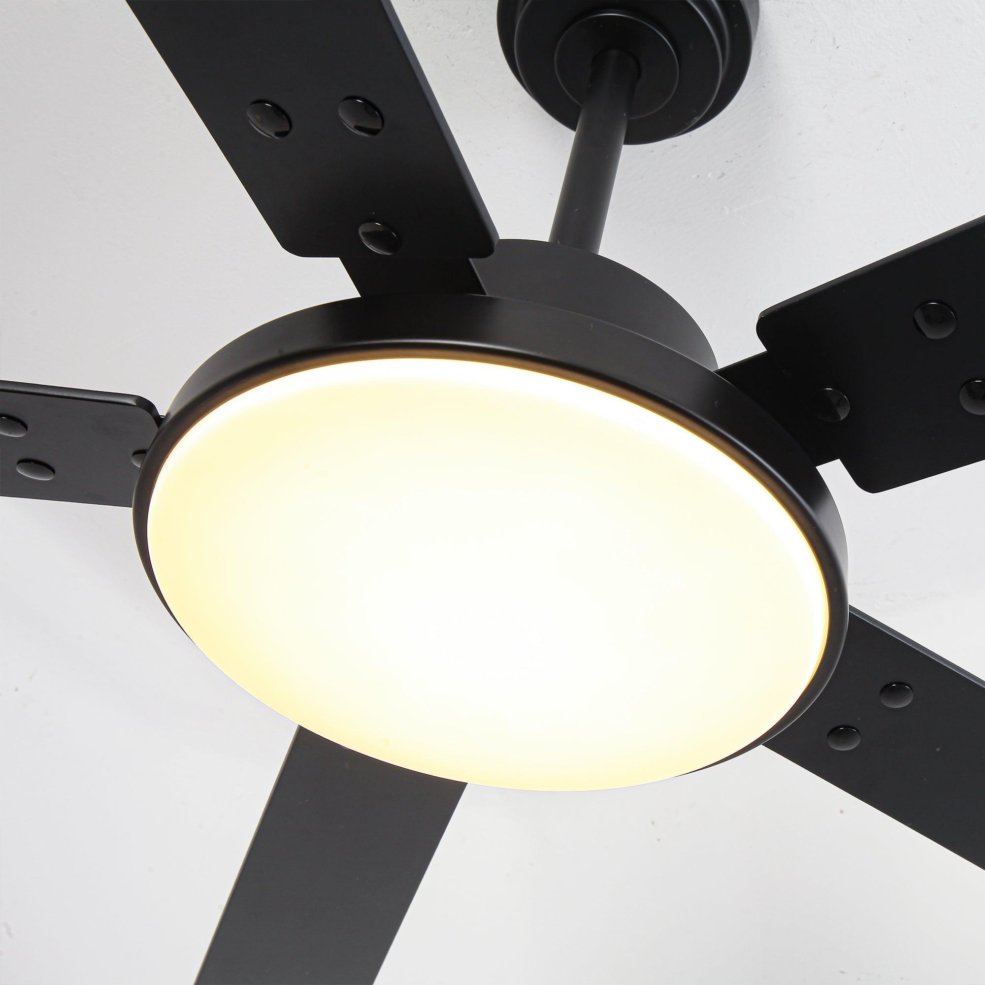 Vaczon 52 Inch 5-Blade Modern Ceiling Fan with LED Light, Remote Control & DC Motor - Energy Efficient Cooling for Living Room, Bedroom & Patio