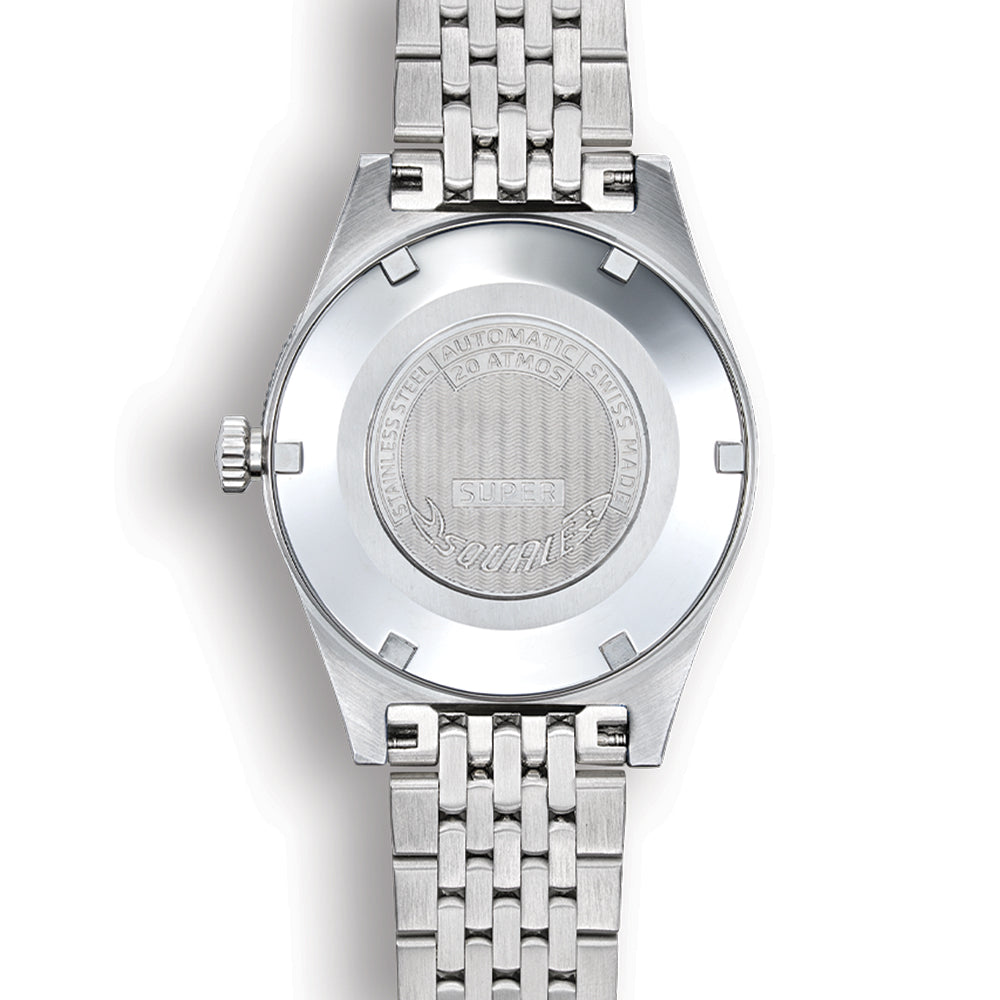 Super Squale 38mm Automatic Diver Watch - Sunray Grey Dial with Stainless Steel Bracelet | Luxury Waterproof Wristwatch for Men, Swimming & Outdoor Activities