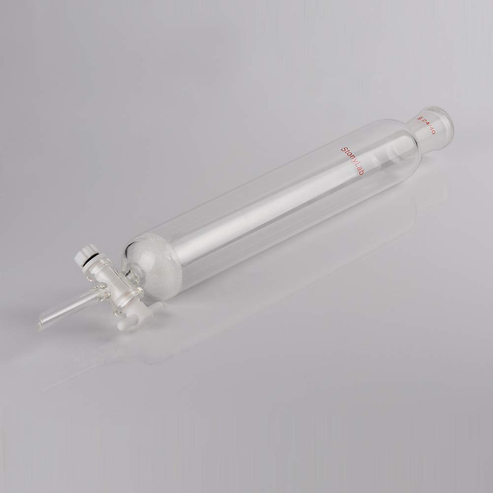 Stonylab Borosilicate Glass Chromatography Column 300mm x 50mm with 24/40 Joint, Fritted Disc & PTFE Stopcock - Lab Purification Equipment for Chemical Analysis, Organic Synthesis & Research Applications
