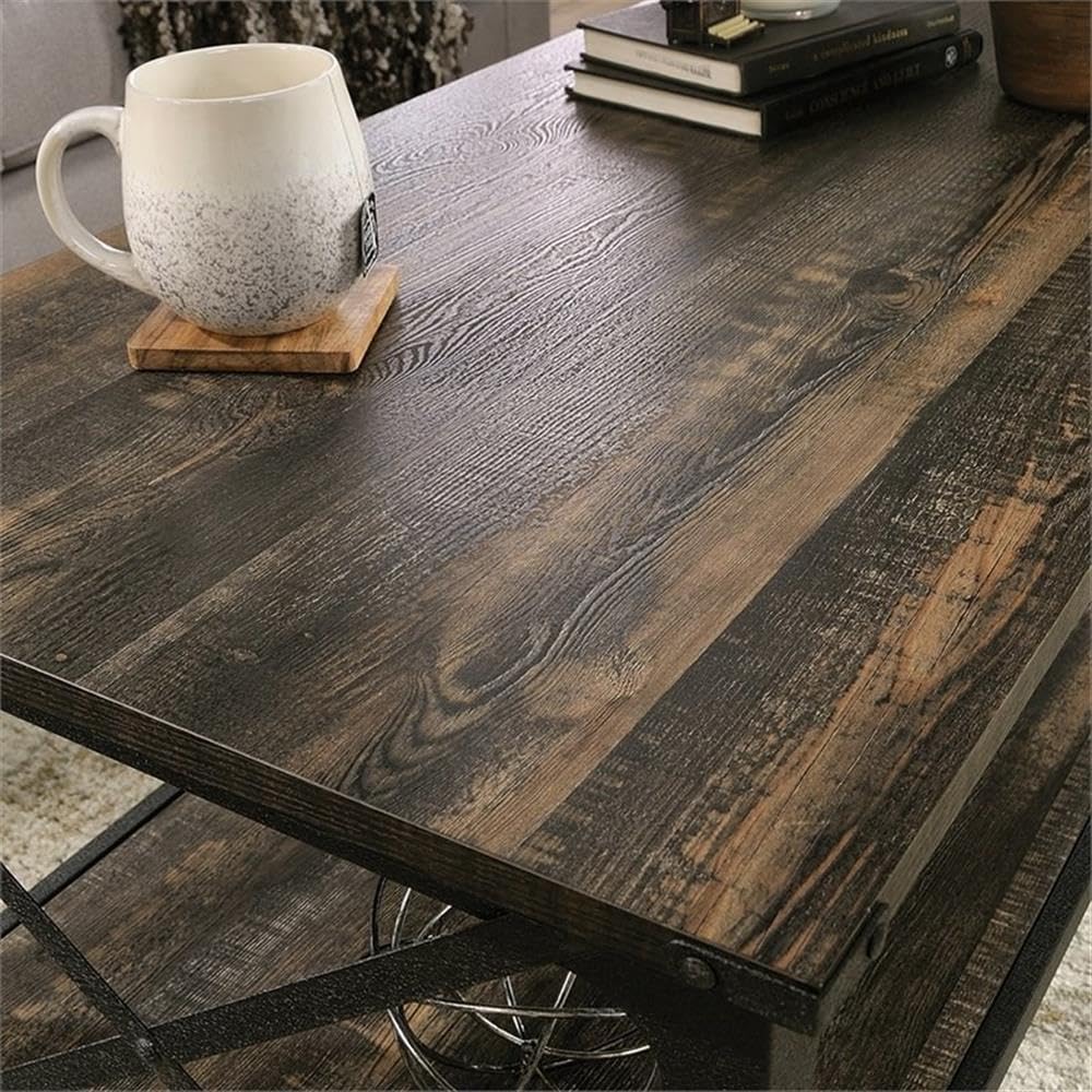 Pemberly Row Modern Coffee Table in Carbon Oak Finish - Perfect for Living Room, Office, and Lounge Areas