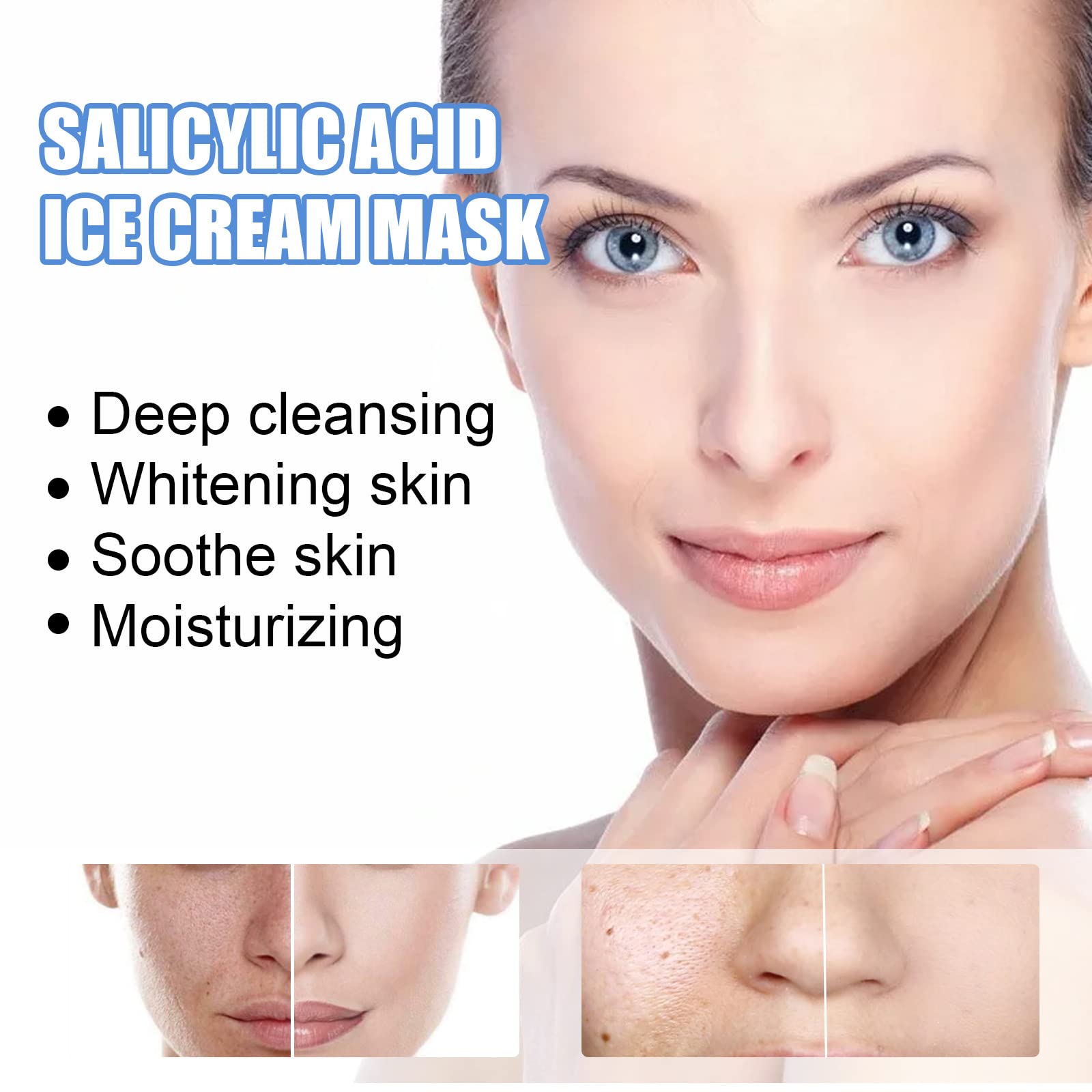 TMTW Salicylic Acid Ice Cream Mask - Deep Moisturizing & Repairing Overnight Sleep Mask for Acne & Blackhead Removal, Pore Minimizing & Ultra-Cleaning Face Mask (1pc) - Perfect for Nighttime Skincare Routine & Post-Workout Pore Care