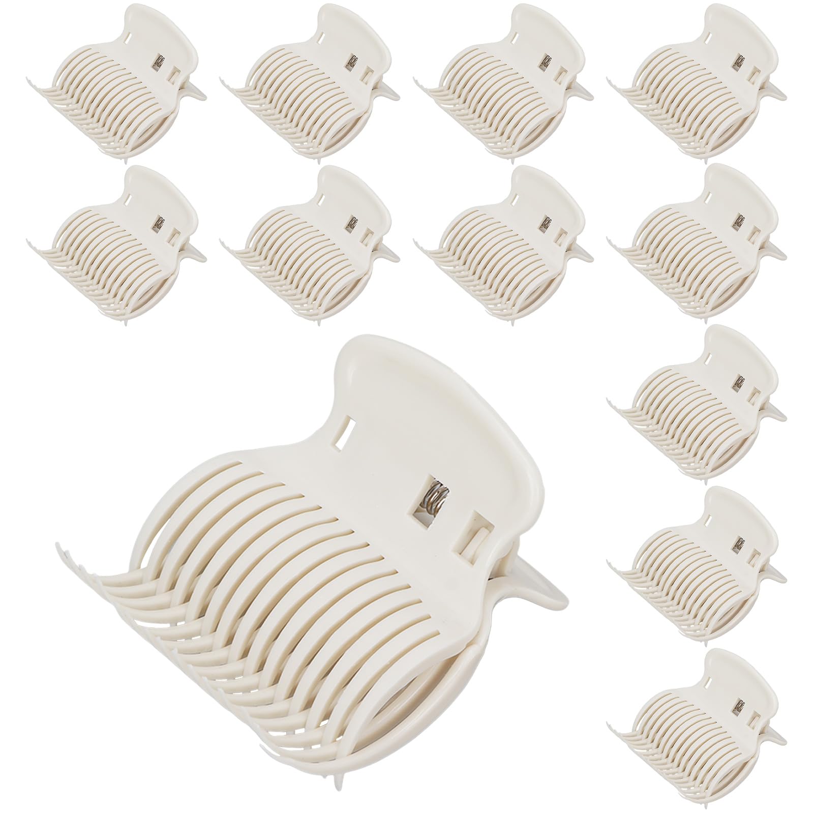 Agatige 12 PCS Heat Resistant Hot Roller Clips - Hair Curler Claw Clips for Women & Girls - Replacement Roller Clips for Hair Sectioning & Styling - Safe & Durable (White) - Perfect for Salon, Home Use & Travel Styling