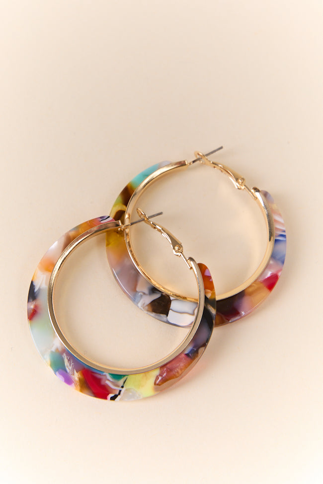 Vibrant Multi-Colored Resin Hoop Earrings for Women - Trendy Handmade Dangle Statement Jewelry - Perfect for Parties, Weddings & Everyday Wear