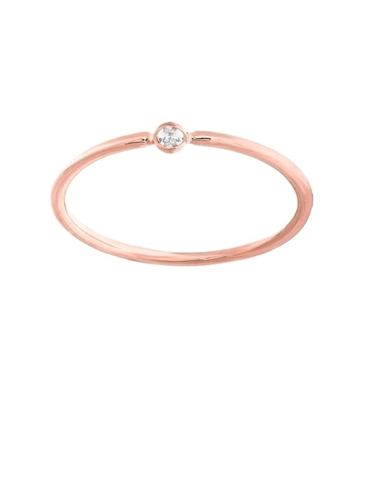 14K Rose Gold Stackable Thin Ring with Genuine Diamond - Elegant Everyday Jewelry for Women, Perfect for Layering, Gifts & Special Occasions