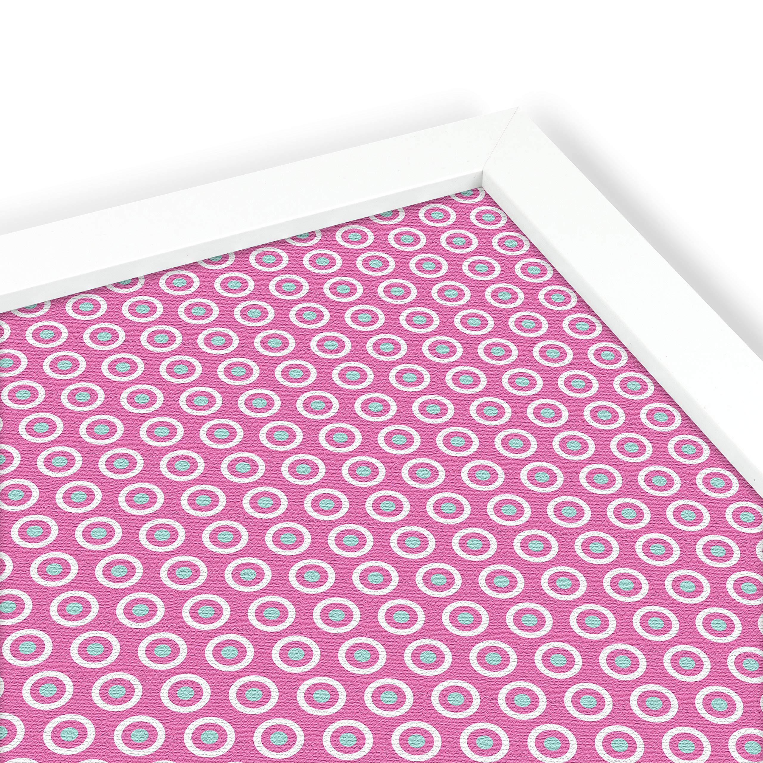 ArtToFrames 36x24 Inch Custom Cork Bulletin Board with Fabric Canvas Finish - Pink & White Dots Pin Board in Satin White Frame (2x3 ft) - Perfect for Home Office, Classroom, or Kids Room Decor