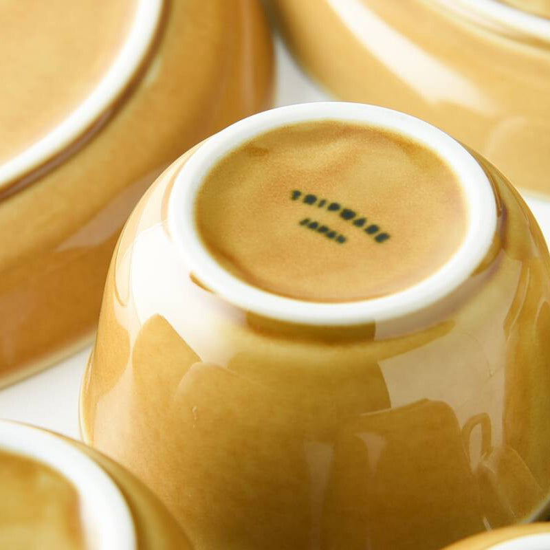 Minoyaki 90 Bowl - Handcrafted Japanese Ceramic Rice Bowl in Caramel | Tripware | Perfect for Sushi, Ramen & Asian Cuisine Dining