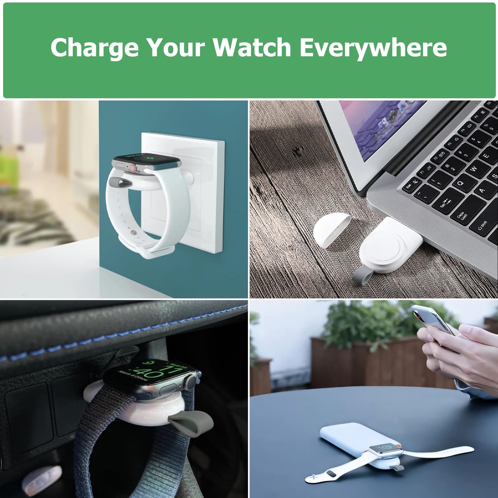 Compact Magnetic Wireless Charger for Apple Watch Series Ultra 2/Ultra/SE2/SE/10/9/8/7/6/5/4/3/2/1 - Fast USB Charging Pad with LED Indicator | Perfect for Travel, Office & Nightstand Charging