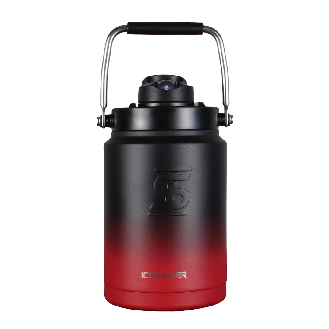 Custom Half Gallon Water Jug with Non-Slip Silicone Base - Red & Black Ombre Design | Leak-Proof, Durable & BPA-Free | Perfect for Gym, Office, Hiking & Outdoor Activities
