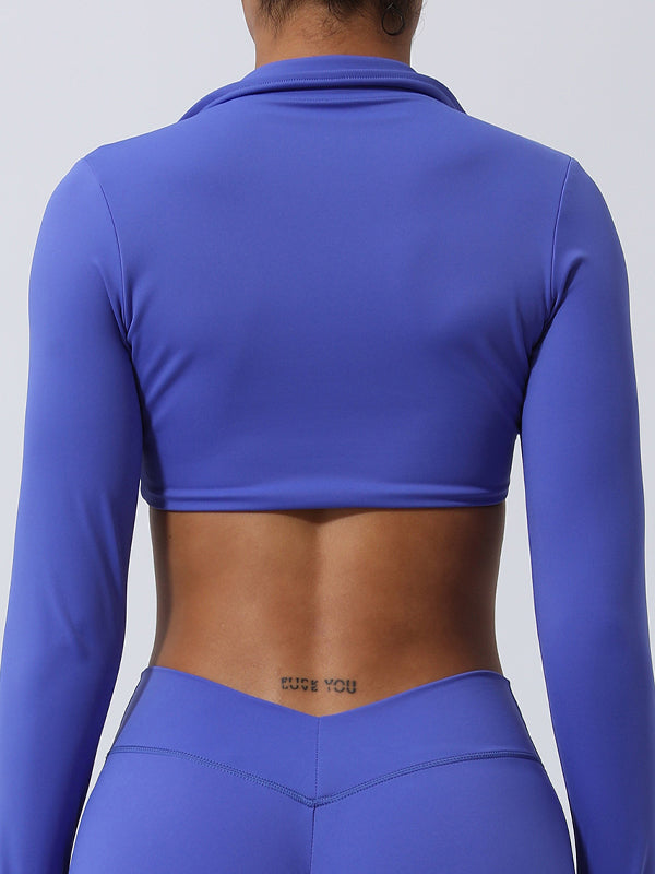 ZASUWA Women's Twist Front Breathable Yoga Top with Built-in Chest Pads - Long Sleeve Workout Shirt for Yoga, Pilates & Gym Training