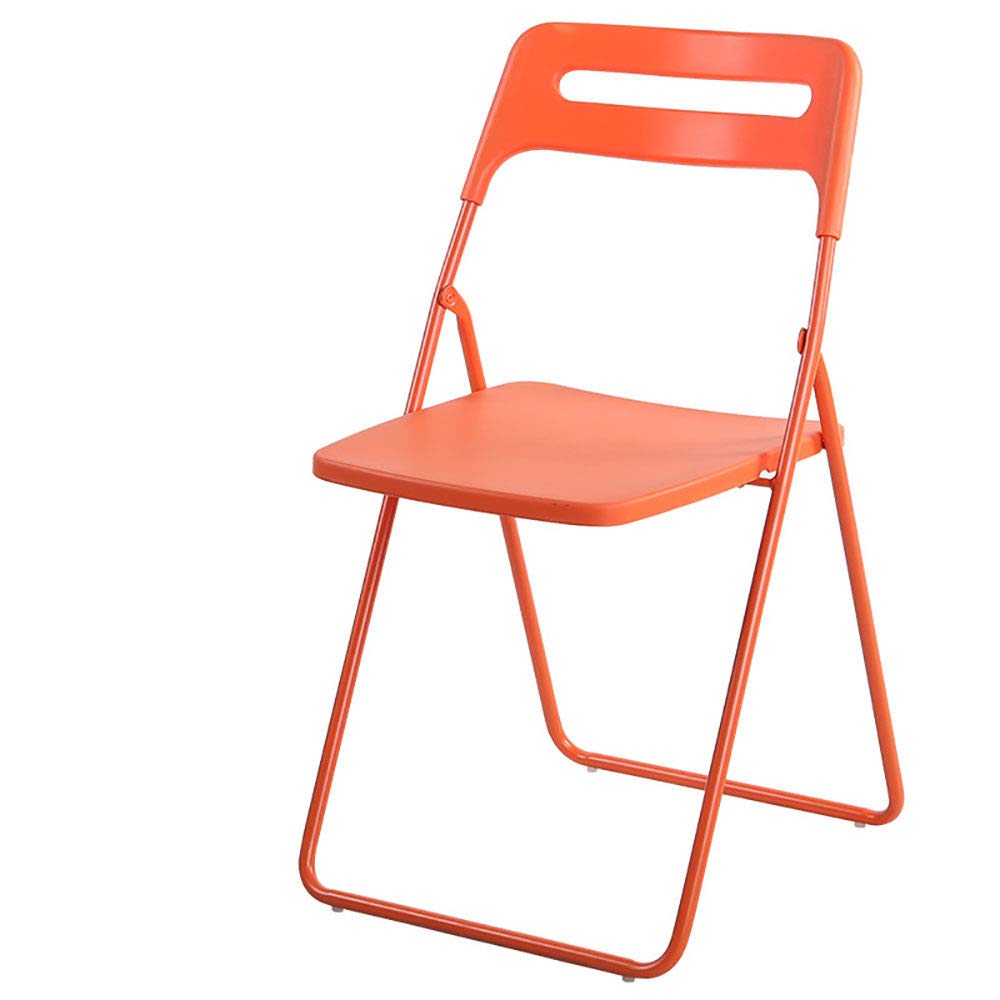 ZLZL Lightweight Plastic Folding Chair - Portable Computer & Office Chair with Ergonomic Back Support - Multi-Purpose Indoor/Outdoor Use for Home, Office, Camping, Picnics & Events (Orange)