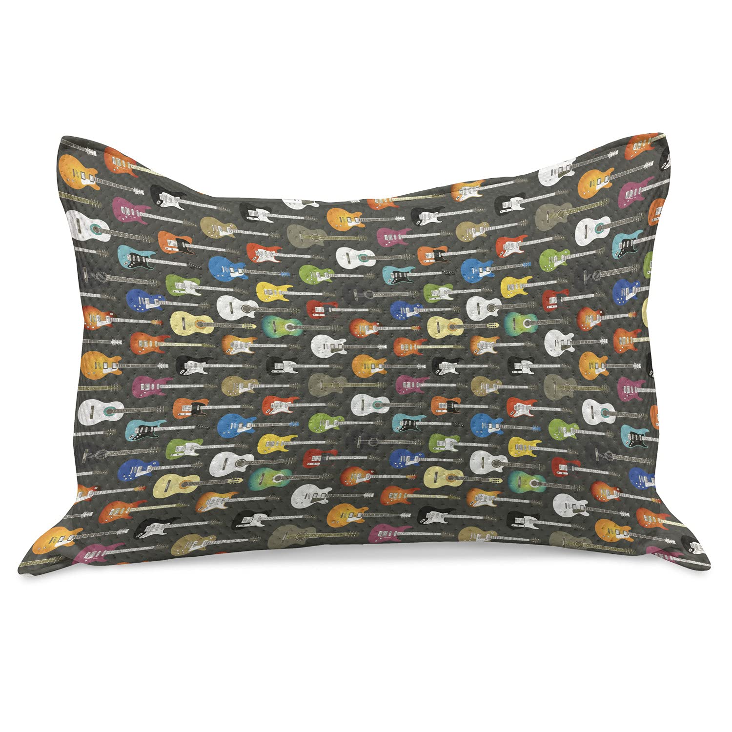 Ambesonne Guitar Knitted Quilt Pillow Cover - Grunge Music Instruments Design, Standard Queen Size 30