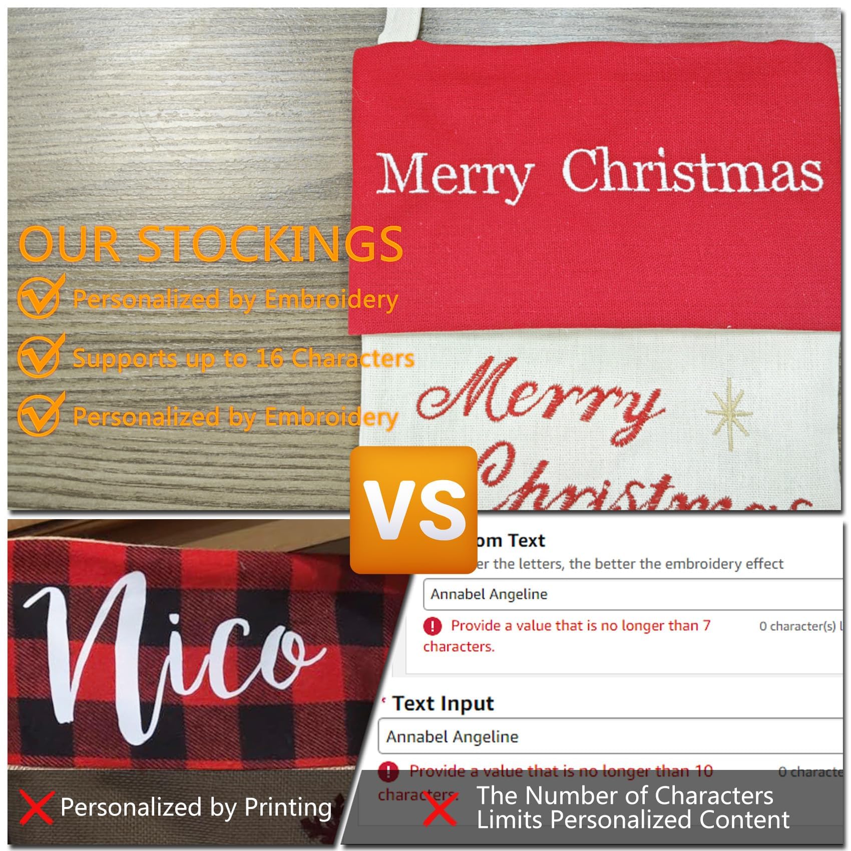 DearSun Set of 4 Personalized Christmas Stockings - 18