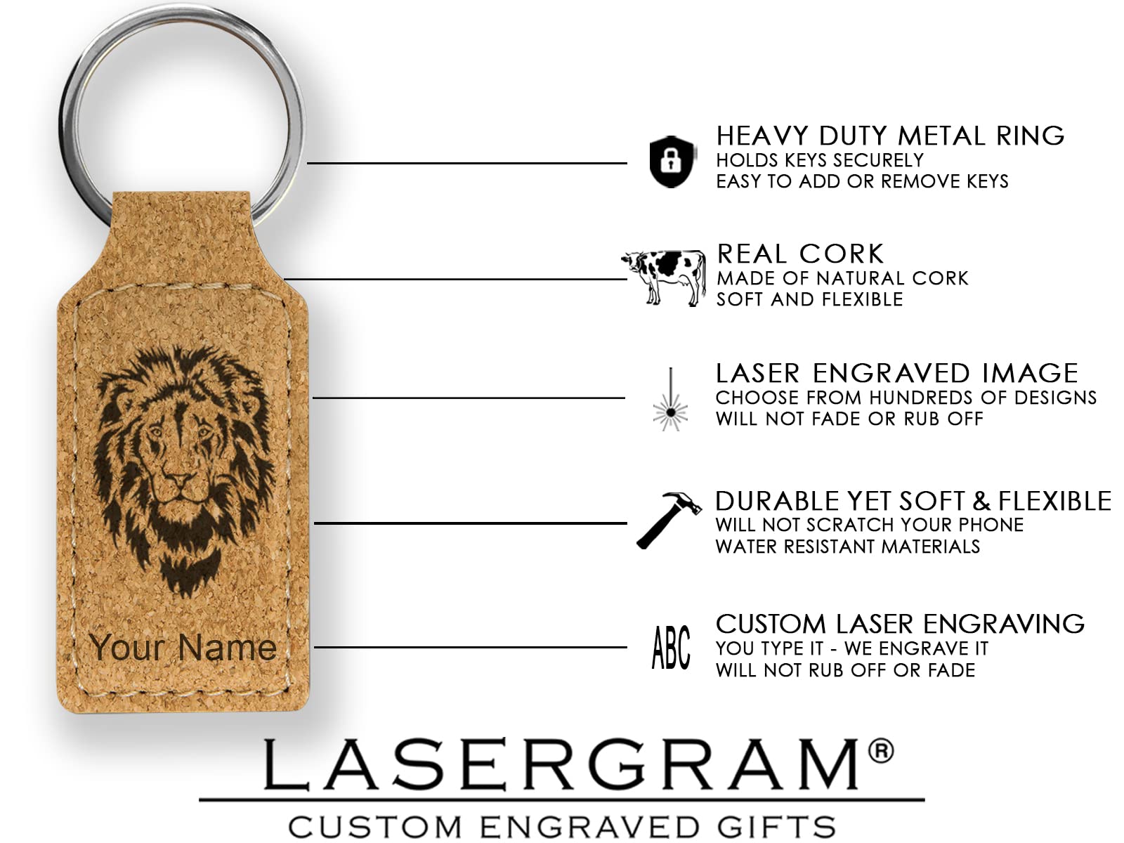 LaserGram Custom Engraved Rectangle Keychain with Music Staff Design - Perfect for Musicians, Teachers & Music Lovers - Great Gift for Birthdays, Graduations & Special Occasions