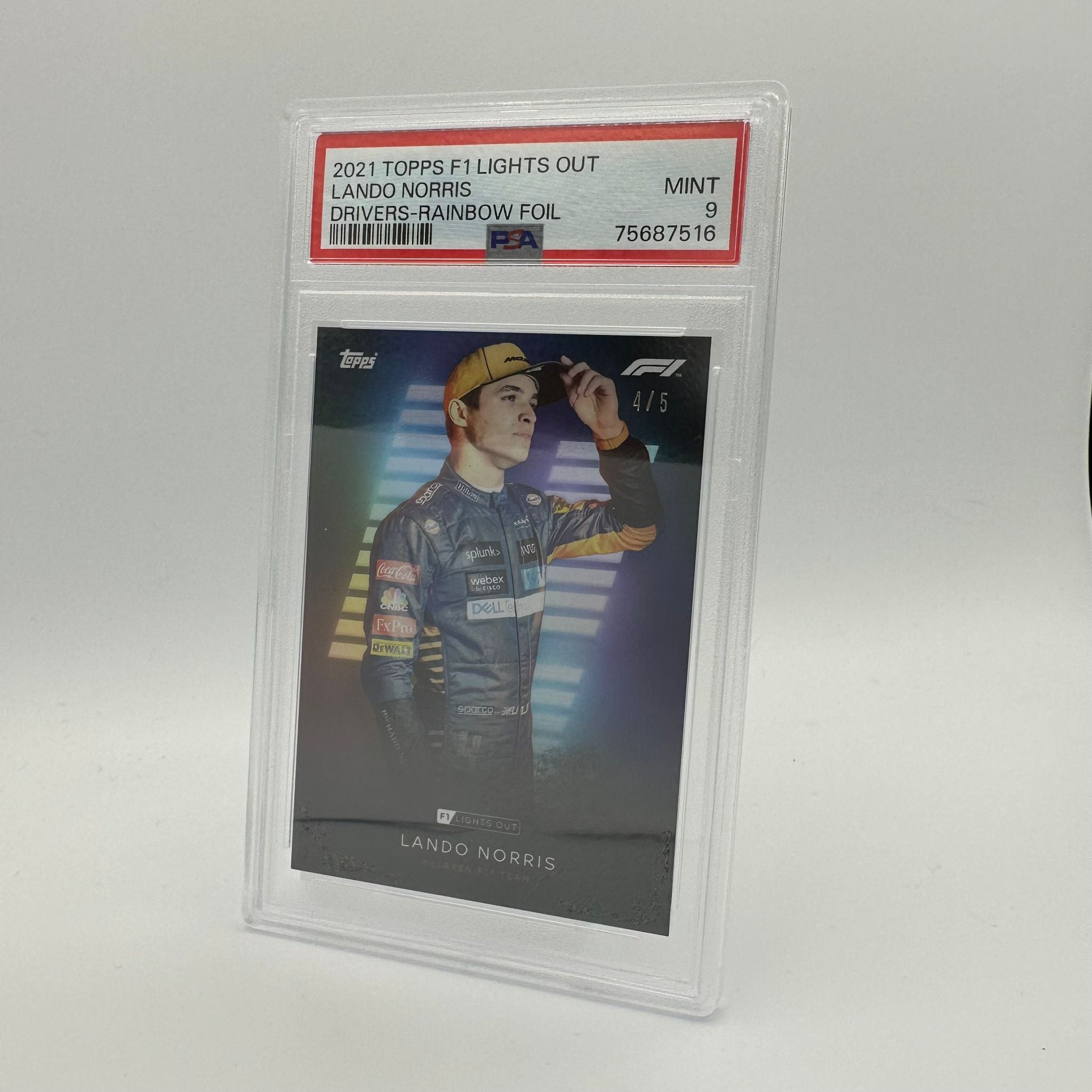 PSA 9 Lando Norris 2021 Topps Chrome Formula 1 F1 Drivers Rainbow Foil Parallel Card #4/5 - Rare Collectible for F1 Racing Fans & Sports Memorabilia Enthusiasts