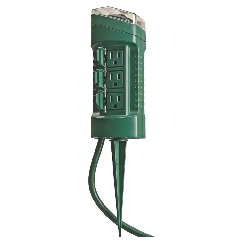 Woods Outdoor 6-Outlet Power Stake with Timer 13547 - 2 Pack for Garden, Patio & Holiday Lighting