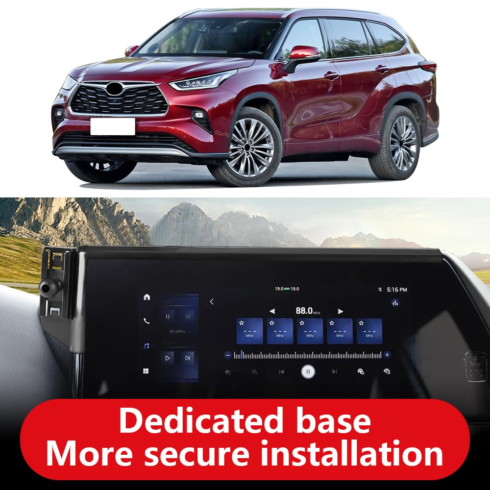 **LUNQIN Car Phone Holder for Toyota Highlander 2020-2025 - Universal 12.3 Inch Screen Auto Accessories, Dashboard & Vent Mount, Interior Decoration, Secure Cell Phone Mount (Not Fit Grand Highlander) - Perfect for GPS Navigation & Hands-Free Driving**