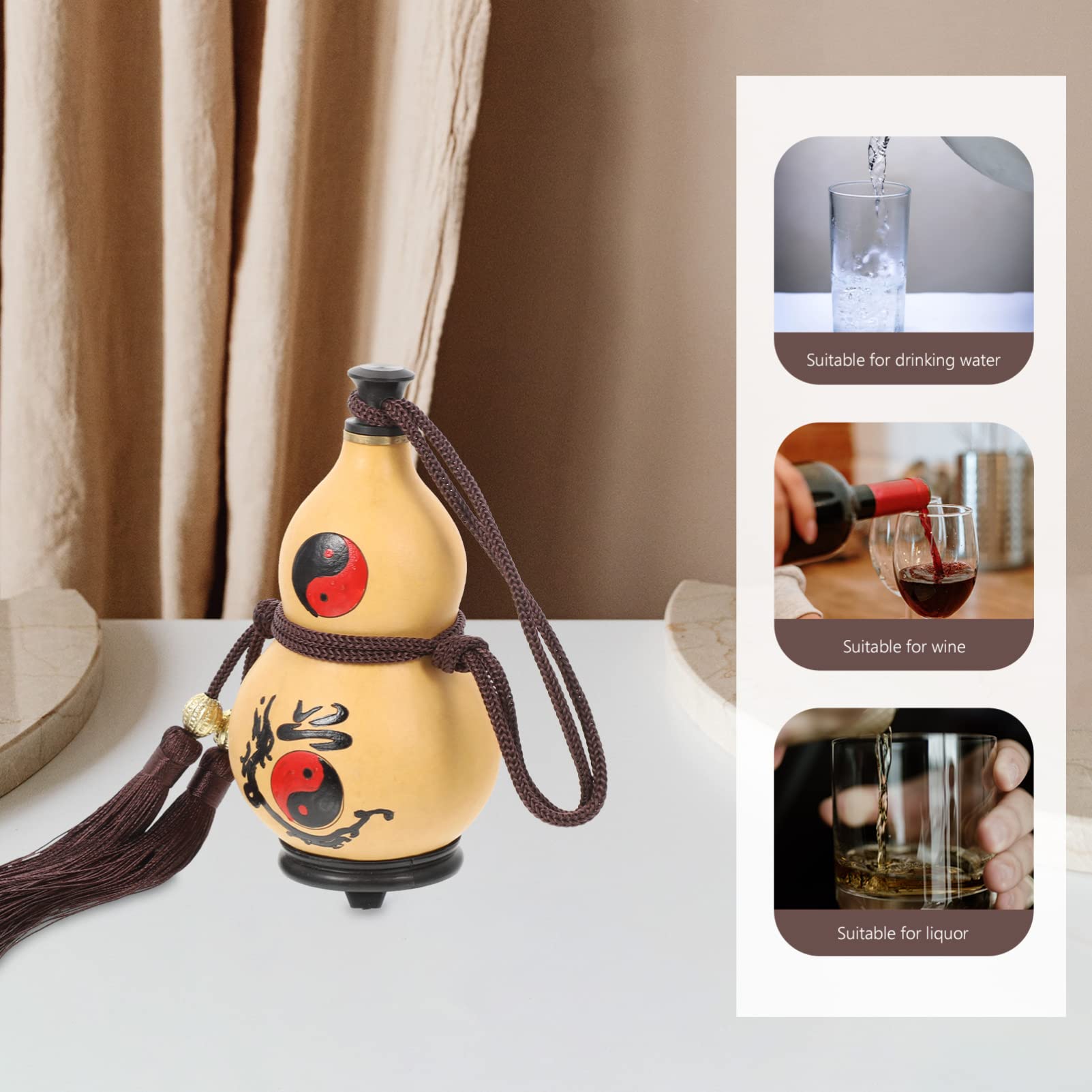 BESTonZON Natural Gourd Craft Decor Wine & Water Bottle with Sealed Lid - Perfect for Home Decor, Camping, and Outdoor Adventures