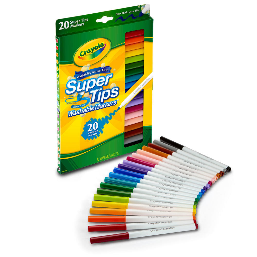 20-Piece Crayola Super Tips Washable Markers for Kids Ages 3+ - Vibrant Colors for Art Projects, School Supplies & Creative Play