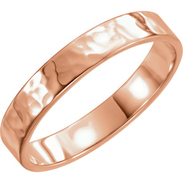 14K Gold 4mm Flat Band Ring for Women - Hammered Finish Wedding Band, Stackable Ring, Anniversary Gift - Perfect for Everyday Wear, Special Occasions & Jewelry Stacking