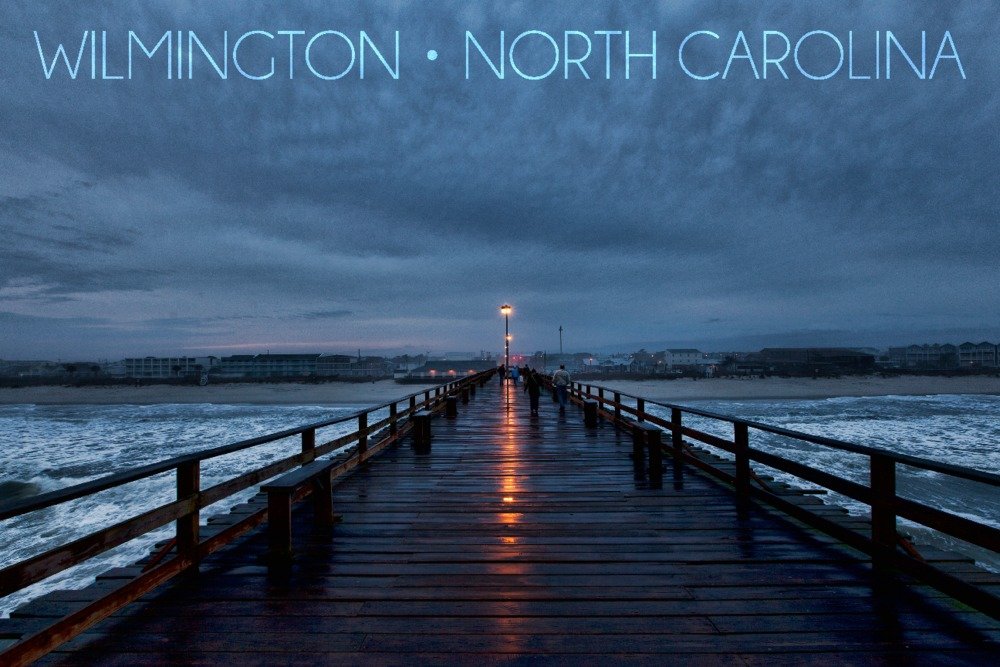 Signed 24x36 Wilmington NC Kure Beach Pier 75092 Art Print - Coastal Wall Decor Poster for Living Room, Office & Beach House