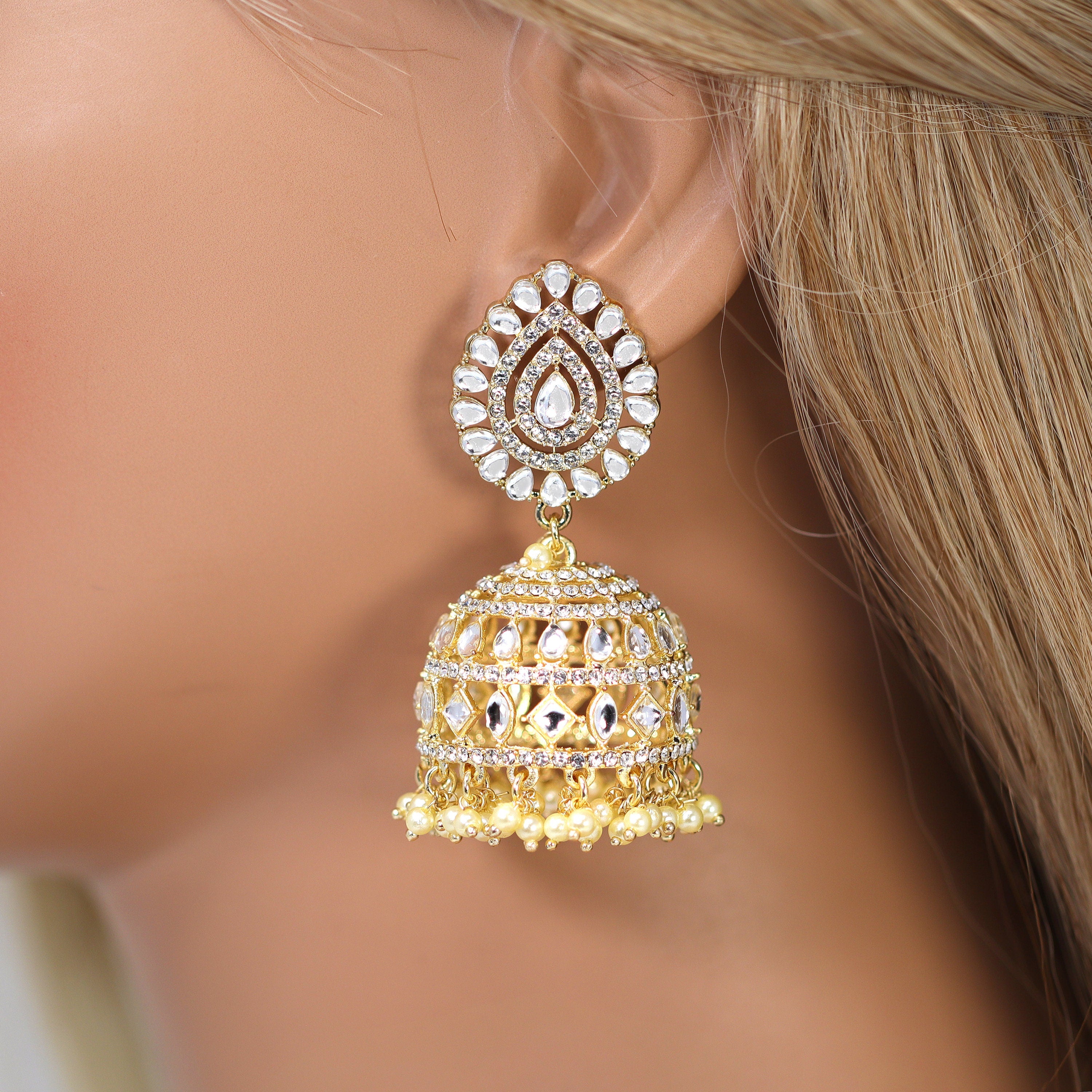 3D Rotating Chandelier Earrings with Rhinestones - Long Crystal Bridal Jewelry for Wedding, Prom & Special Occasions
