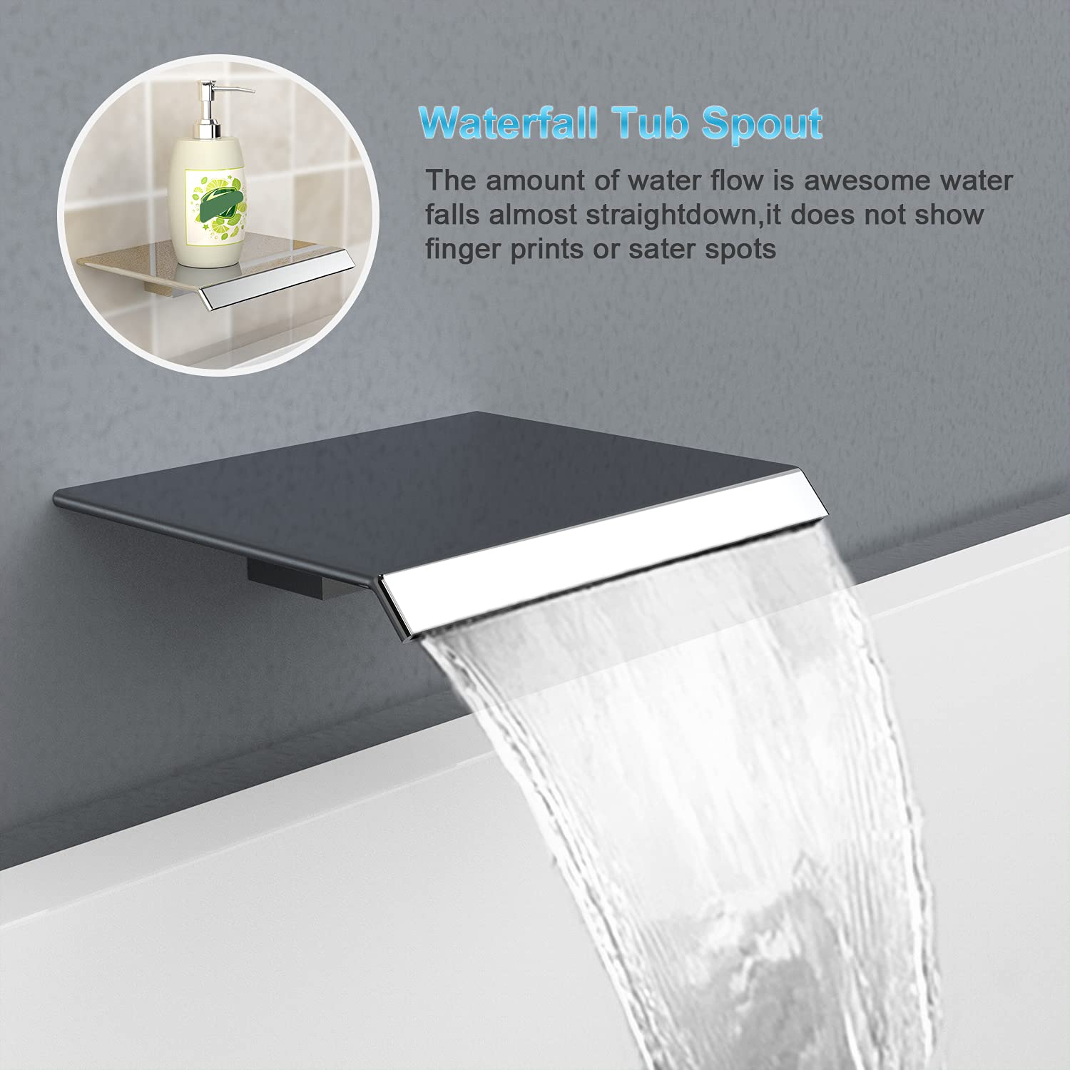 EMBATHER 12-Inch Shower System with Tub Spout - High Pressure Rainfall Showerhead & Handheld Spray - Chrome Bathroom Faucet Set (Includes Shower Valve & Trim Kit) - Perfect for Modern Bathroom Renovations & Spa-Like Shower Experience