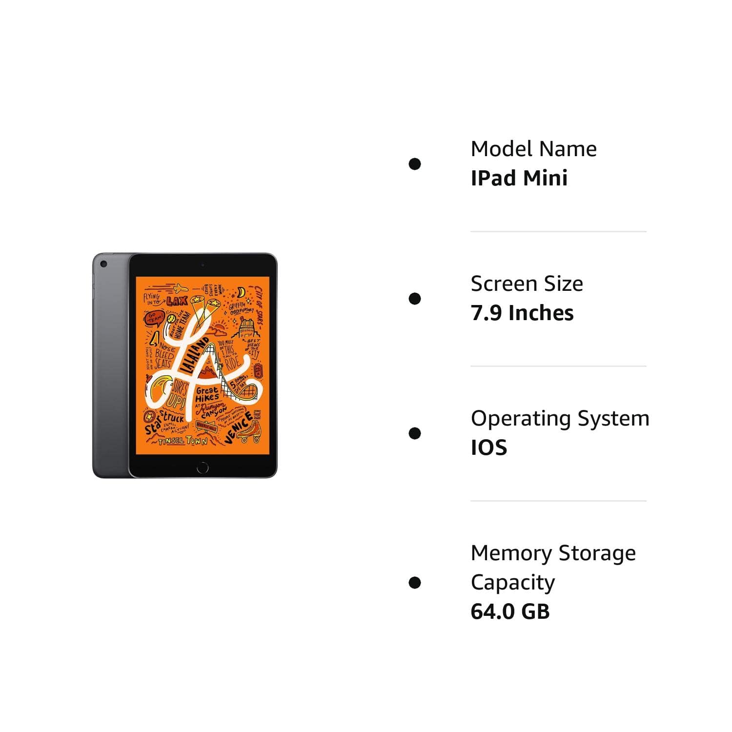 Refurbished Apple iPad Mini 5th Generation 64GB Wi-Fi Tablet - Space Gray | Portable & Lightweight for Travel, Work, and Entertainment