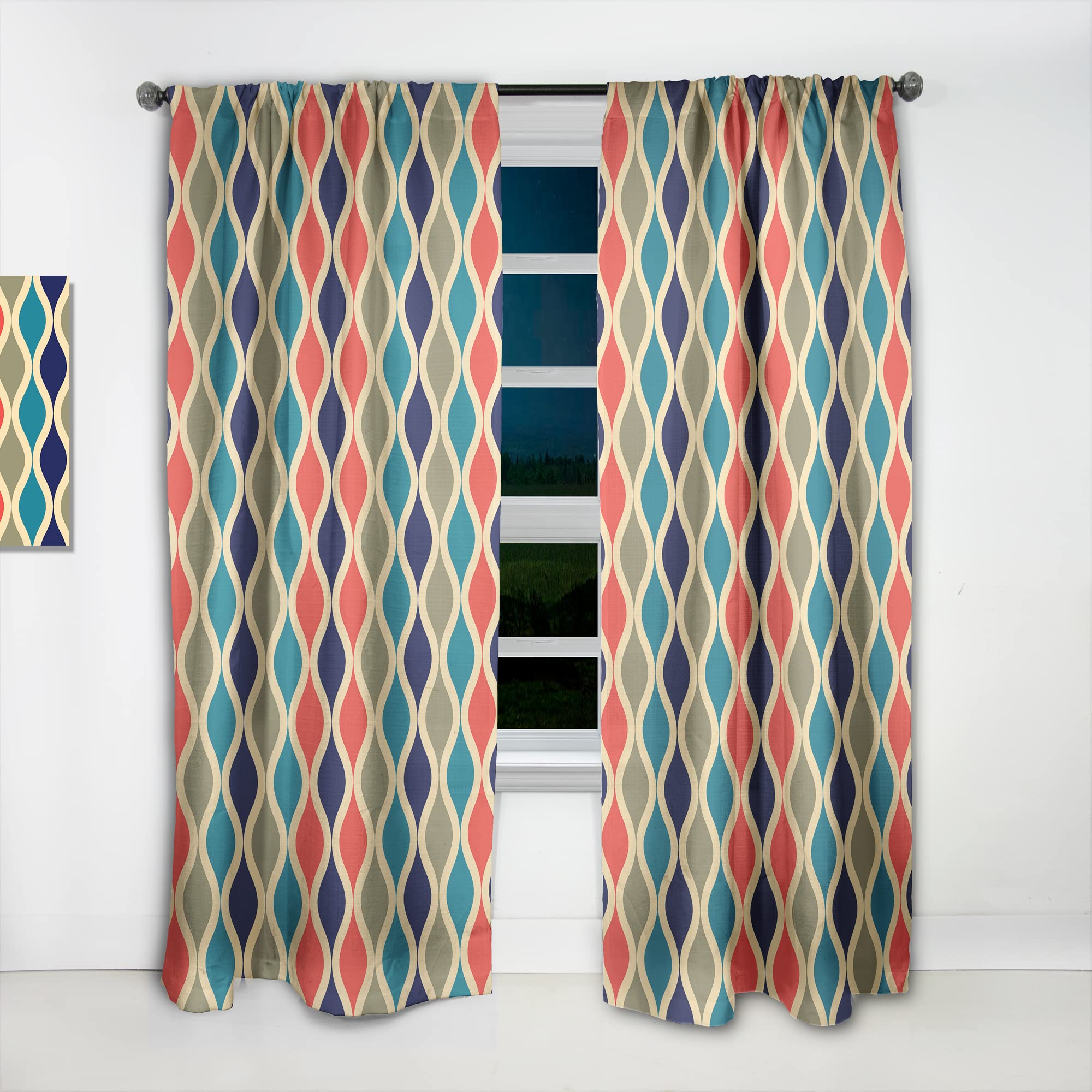 DesignQ Retro Ornamental Design VI Thermal Insulated Curtains - 52x84 Inch Single Panel for Bedroom & Living Room - Perfect for Home Decor, Privacy & Energy Efficiency