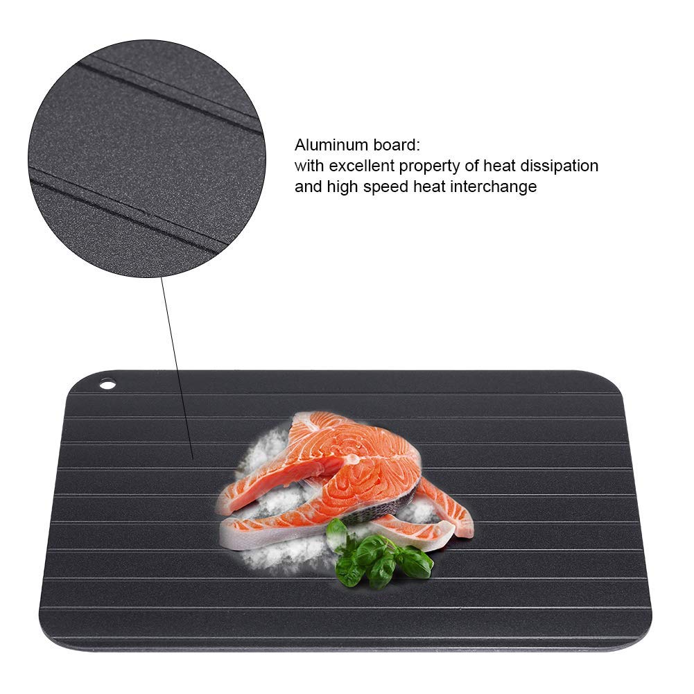 Premium Metal Aluminum Fast Defrosting Tray - Quick Thawing Plate for Frozen Meat & Seafood - Essential Kitchen Gadget for Home Cooking & Meal Prep