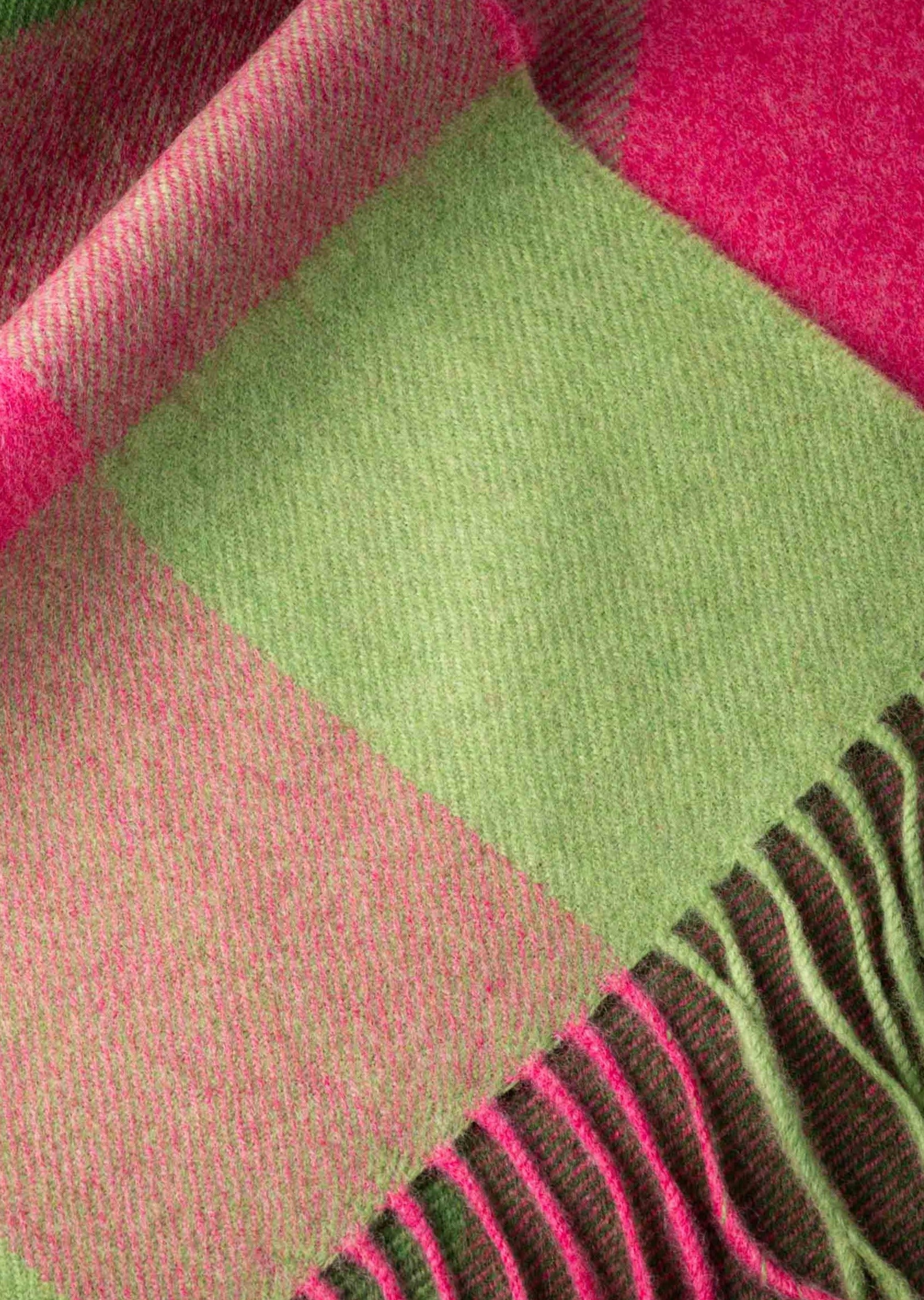 John Hanly Merino Wool Scarf - Soft & Warm Winter Accessory in Pink & Green | Perfect for Cold Weather, Outdoor Activities & Stylish Outfits