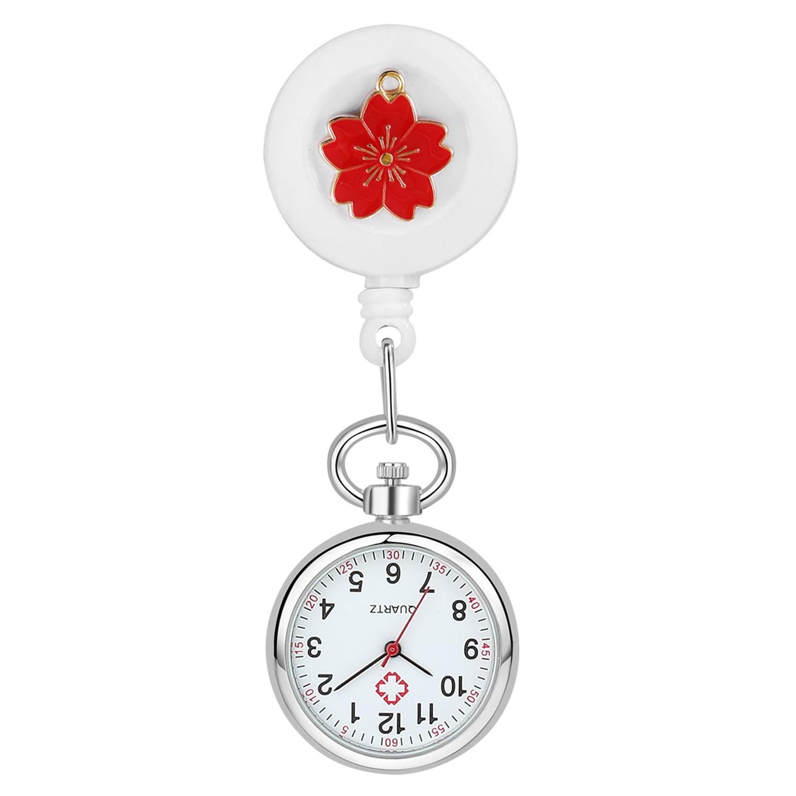 Lancardo Nurse Watch with Second Hand - Clip on Cherry Blossom Design for Medical Professionals - Pocket Watch for Nurses & Doctors