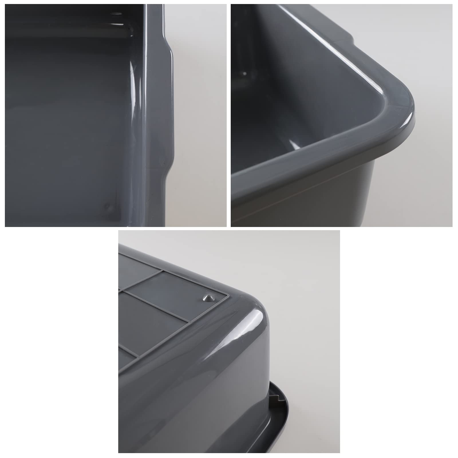 4-Pack 32L Plastic Bus Box & Utility Tote Box - Durable Commercial Storage Container for Organizing, Transporting & Storing Supplies in Schools, Offices & Warehouses