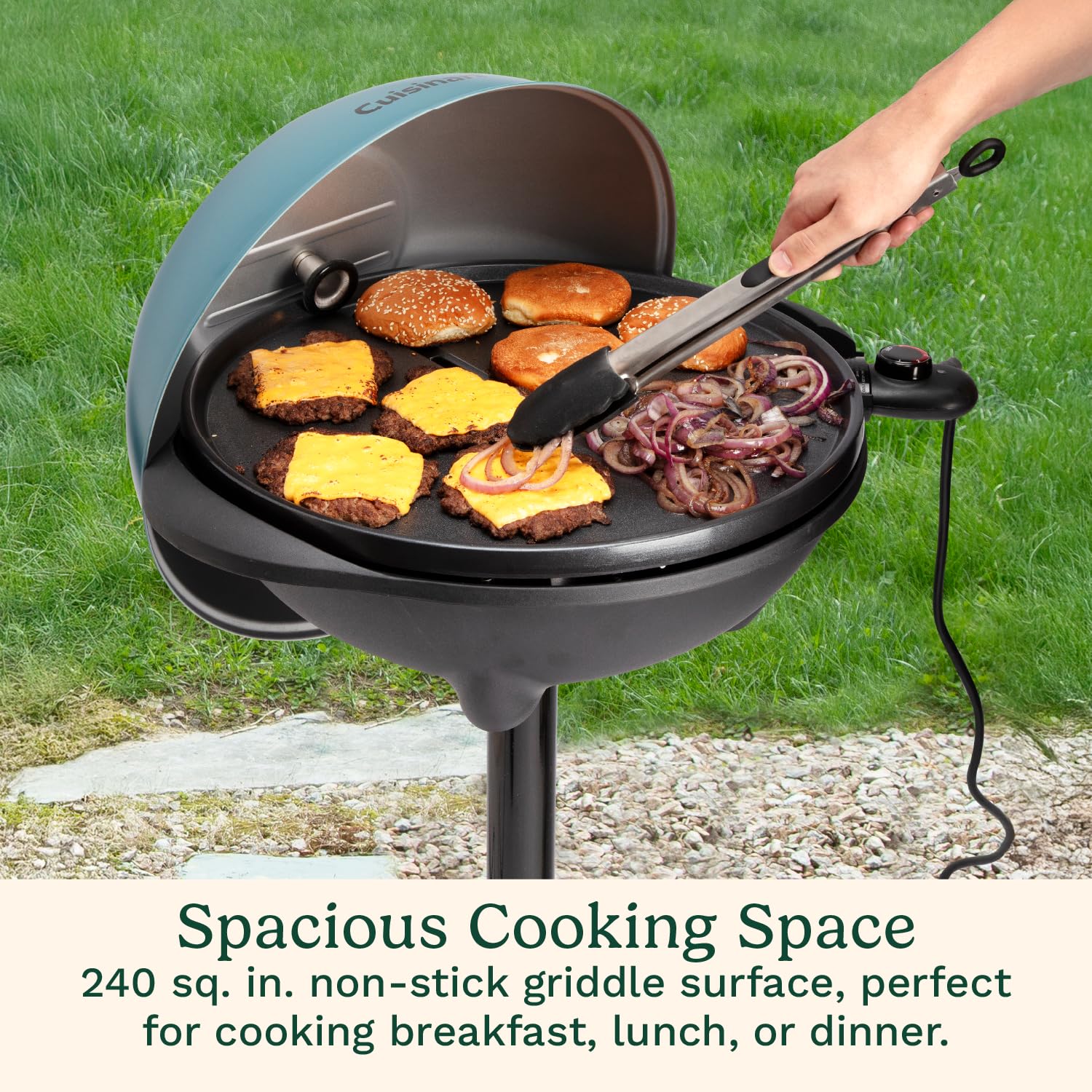 Cuisinart 2-in-1 Electric Griddle & BBQ Grill - Indoor/Outdoor Non-Stick Flat Top Cooker with Adjustable Temperature Control | Portable Tabletop & Stand Options for Camping, Tailgating, Small Apartments & Outdoor Cooking | No Assembly Required