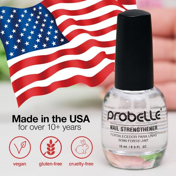 Probelle Nail Strengthener & Growth Treatment - Natural Clear Nail Polish for Repairing Damaged & Thin Nails | Stops Splits, Chips & Cracks | Strengthens & Conditions Nails | Perfect for Weak, Brittle Nails & Nail Care Routine